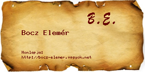 Bocz Elemér névjegykártya